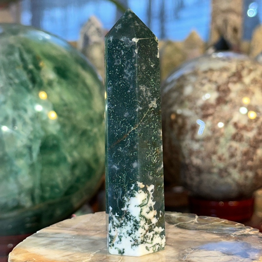 Moss Agate Crystal Point!